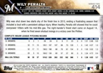 2016 Topps - Rainbow Foil #414 Wily Peralta Back