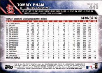 2016 Topps - Gold #440 Tommy Pham Back