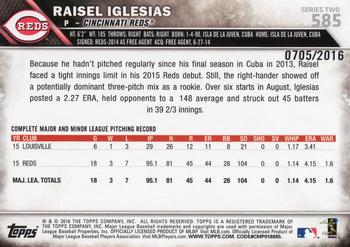 2016 Topps - Gold #585 Raisel Iglesias Back