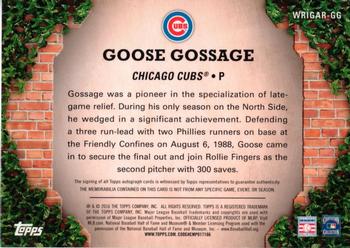 2016 Topps - 100 Years at Wrigley Field Autograph Relics #WRIGAR-GG Goose Gossage Back