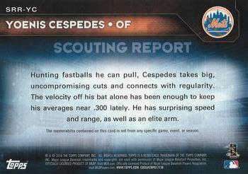 2016 Topps - Scouting Report Relics #SRR-YC Yoenis Cespedes Back