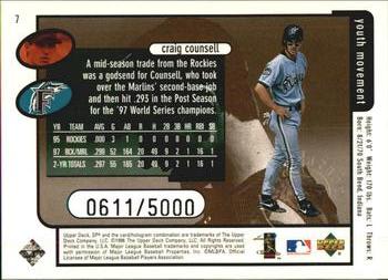 1998 SPx Finite #7 Craig Counsell Back