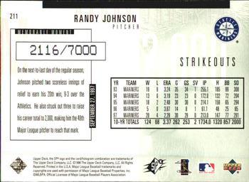 1998 SPx Finite #211 Randy Johnson Back