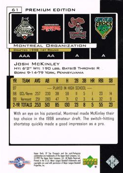 2000 SP Top Prospects - Premium Edition #61 Josh McKinley  Back