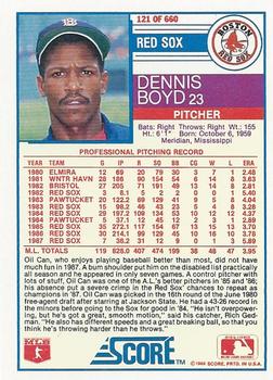 1988 Score #121 Dennis Boyd Back