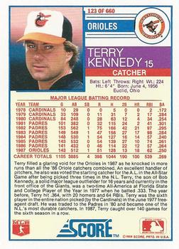 1988 Score #123 Terry Kennedy Back