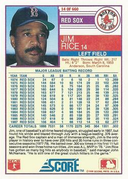 1988 Score #14 Jim Rice Back