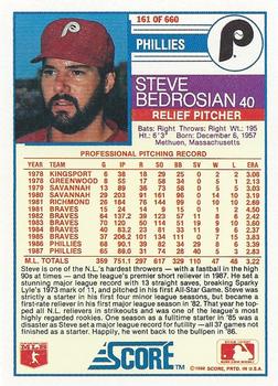 1988 Score #161 Steve Bedrosian Back