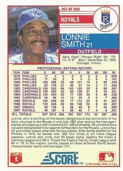 1988 Score #263 Lonnie Smith Back