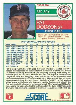 1988 Score #352 Pat Dodson Back