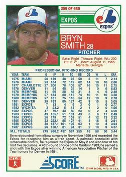 1988 Score #356 Bryn Smith Back