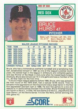1988 Score #380 Bruce Hurst Back