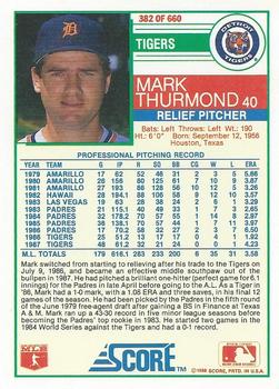1988 Score #382 Mark Thurmond Back