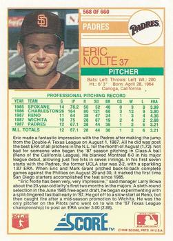 1988 Score #568 Eric Nolte Back