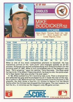 1988 Score #67 Mike Boddicker Back