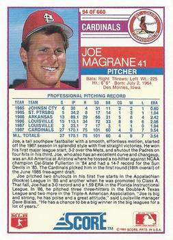 1988 Score #94 Joe Magrane Back