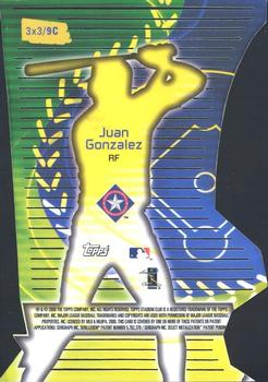 2000 Stadium Club - 3 X 3 Luminescent #9C Juan Gonzalez Back