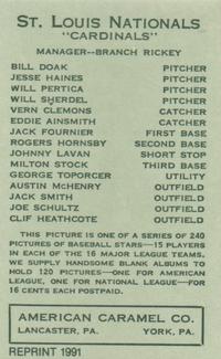 1991 1922 American Caramel (E120) Reprint #NNO Eddie Ainsmith Back