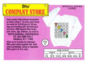 1988 Topps Big - Topps Company Store #NNO Style C Sweatshirt Offer Front