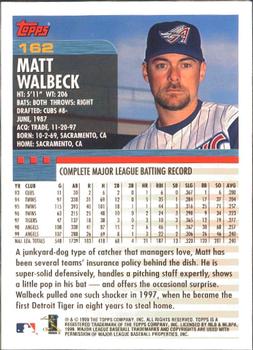 2000 Topps - Limited Edition #162 Matt Walbeck Back
