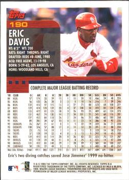 2000 Topps - Limited Edition #190 Eric Davis Back