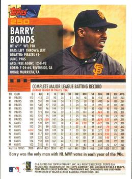 2000 Topps - Limited Edition #250 Barry Bonds Back