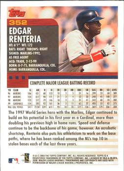 2000 Topps - Limited Edition #352 Edgar Renteria Back