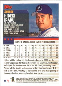 2000 Topps - Limited Edition #359 Hideki Irabu Back
