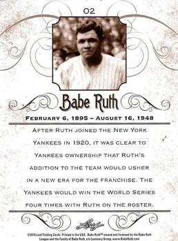 2016 Leaf Babe Ruth Collection #02 Babe Ruth Back
