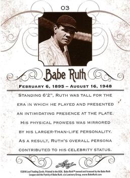 2016 Leaf Babe Ruth Collection #03 Babe Ruth Back