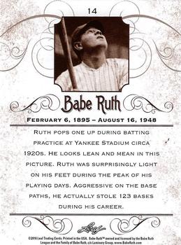 2016 Leaf Babe Ruth Collection #14 Babe Ruth Back
