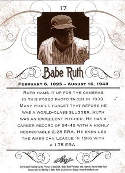 2016 Leaf Babe Ruth Collection #17 Babe Ruth Back