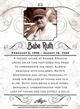 2016 Leaf Babe Ruth Collection #22 Babe Ruth Back