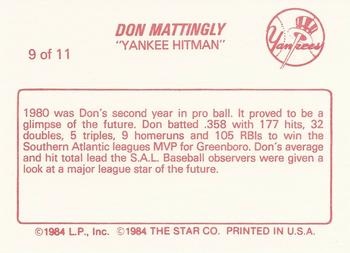 1988 Star Don Mattingly #9 Don Mattingly Back