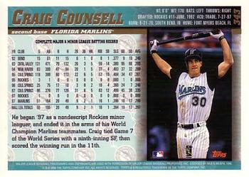 1998 Topps #343 Craig Counsell Back
