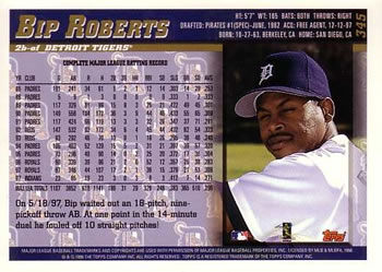 1998 Topps #345 Bip Roberts Back