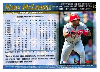 1998 Topps #71 Mark McLemore Back