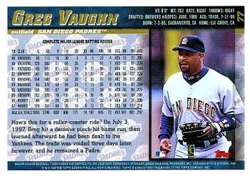 1998 Topps #77 Greg Vaughn Back
