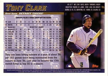 1998 Topps #9 Tony Clark Back