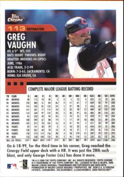 2000 Topps Chrome - Refractors #113 Greg Vaughn  Back