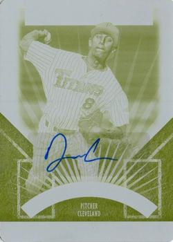 2015 Panini Elite Extra Edition - Autographed Prospects Printing Plate Yellow #140 Justin Garza Front
