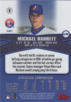 2000 Topps Gold Label - Class 2 #51 Michael Barrett Back