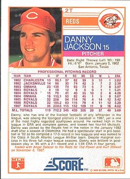1988 Score Rookie & Traded #2T Danny Jackson Back