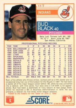 1988 Score Rookie & Traded #11T Bud Black Back