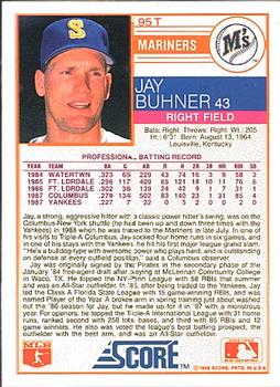1988 Score Rookie & Traded #95T Jay Buhner Back