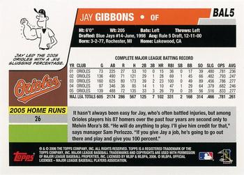 2006 Topps Baltimore Orioles #BAL5 Jay Gibbons Back