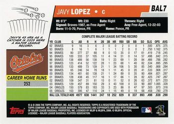 2006 Topps Baltimore Orioles #BAL7 Javy Lopez Back