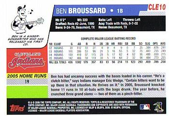 2006 Topps Cleveland Indians #CLE10 Ben Broussard Back
