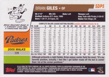 2006 Topps San Diego Padres #SDP5 Brian Giles Back