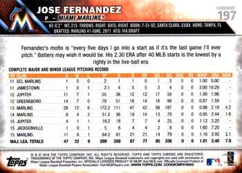 2016 Topps Chrome #197 Jose Fernandez Back